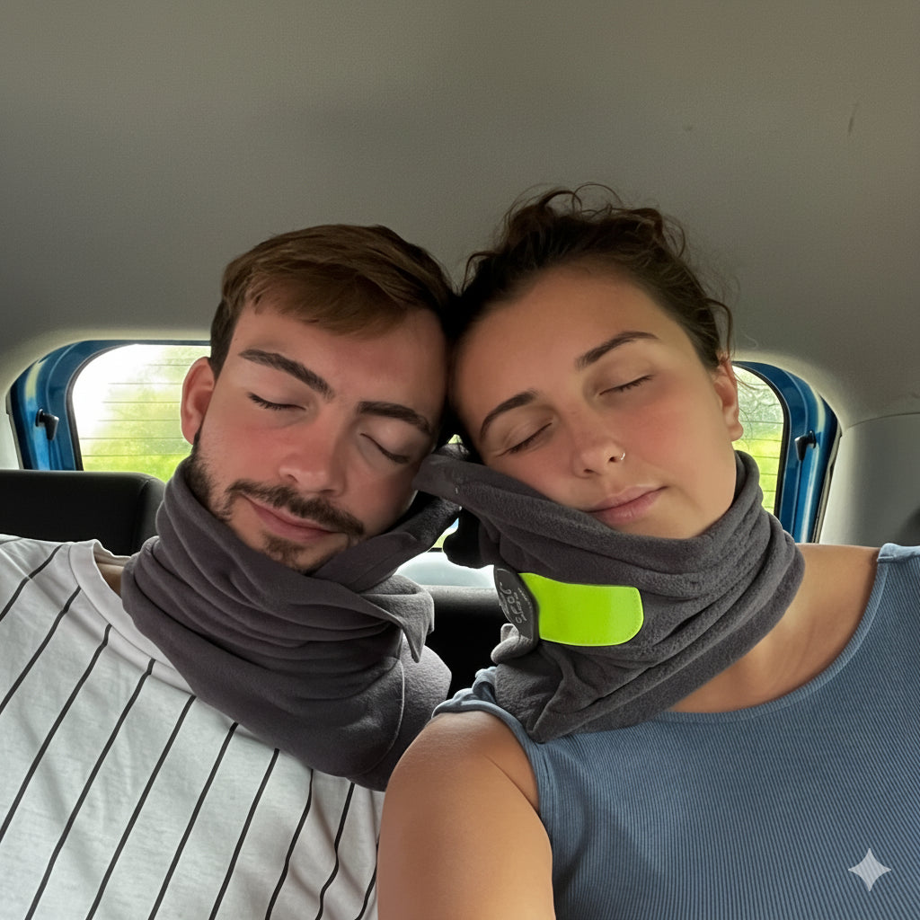 Memory Foam Travel Cervical Neck Pillow - Comfortable Neck Support for Airplane, Business Travel, Car Trips & Camping