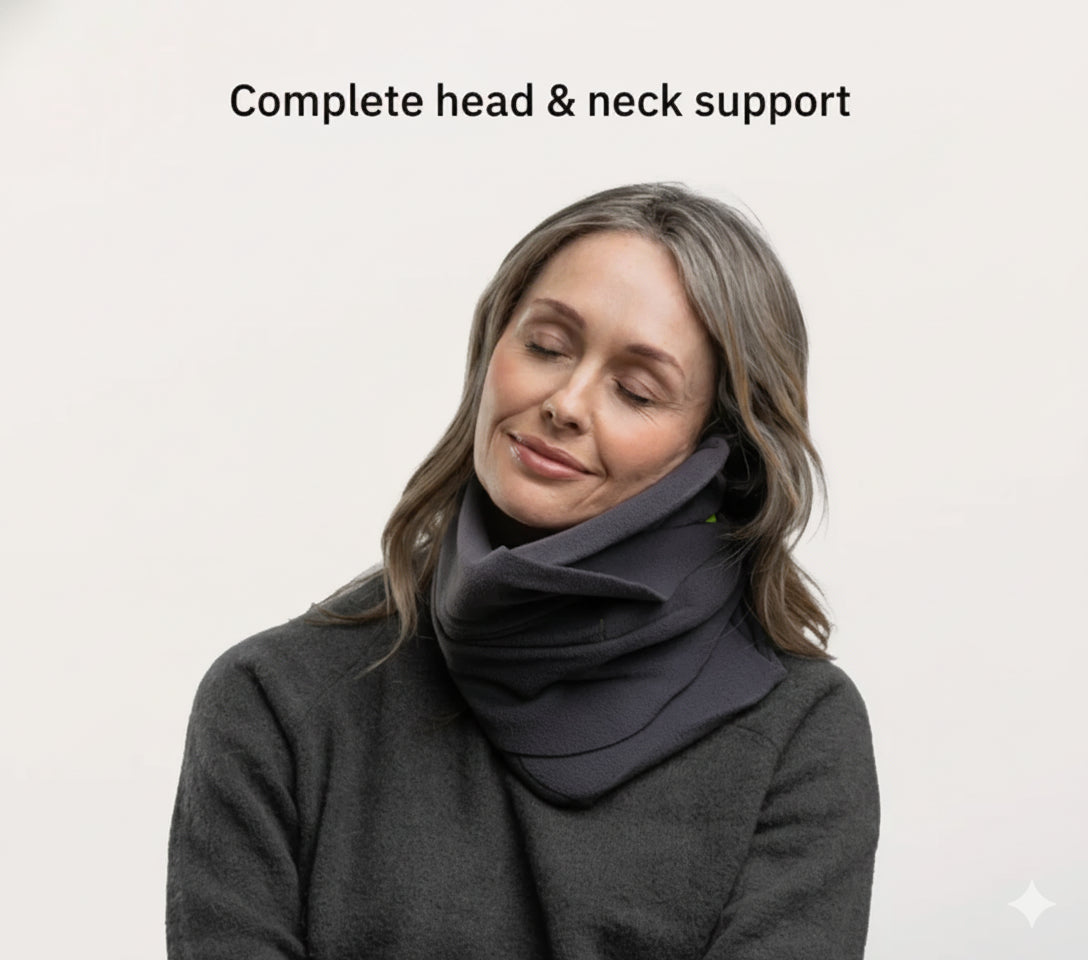 Memory Foam Travel Cervical Neck Pillow - Comfortable Neck Support for Airplane, Business Travel, Car Trips & Camping